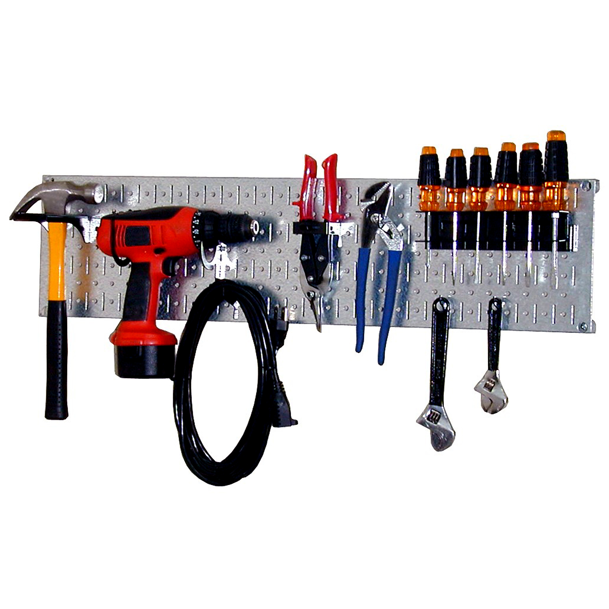 Wall Control Industrial Metal Pegboard Runner Kit — 20-Ga. Steel, Galvanized Finish, Black Accessories, Model# 35WRR-100-GVB